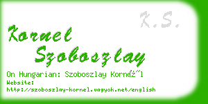 kornel szoboszlay business card